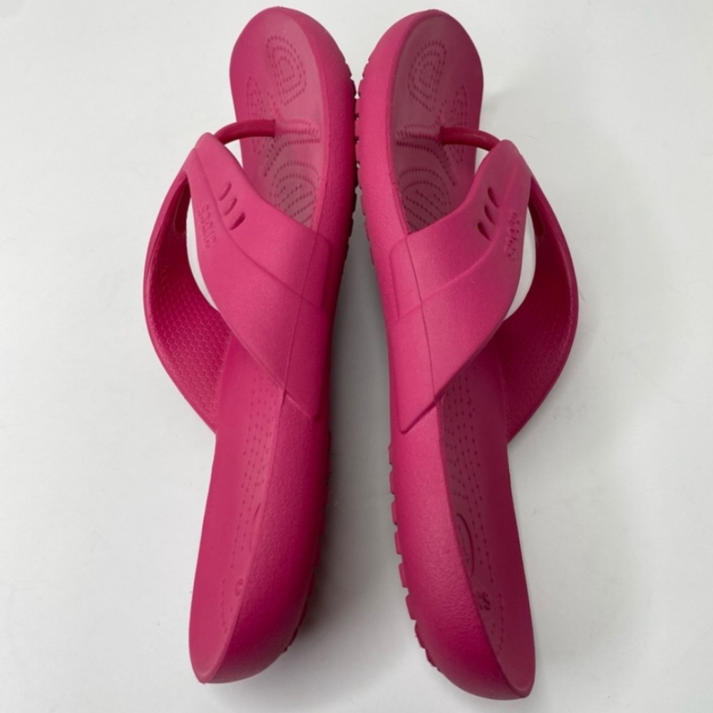 Crocs pink thong flip flop sandals women's size 8 - Picture 3 of 6